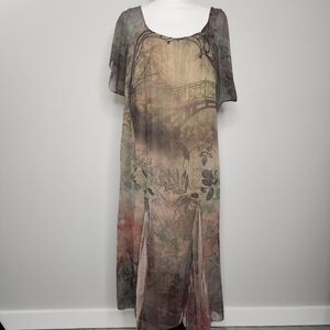 Cal Style Chiffon Lagenlook Layered Midi Dress XL